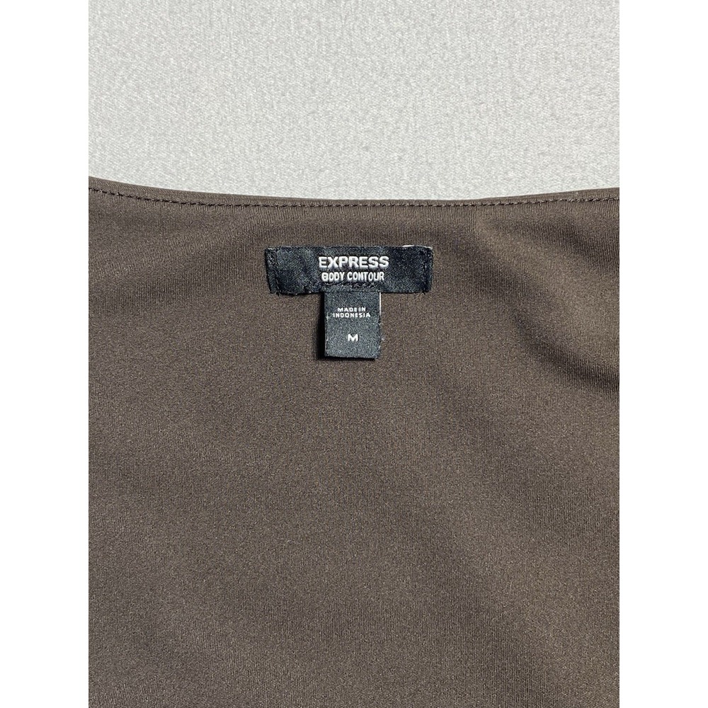 Express Body Contour Bodysuit Tan Camel Brown Size XS Scoop Neck Stretch - Picture 3 of 4